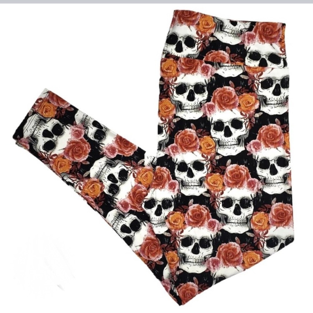 Lularoe Leggings Skulls Roses Halloween